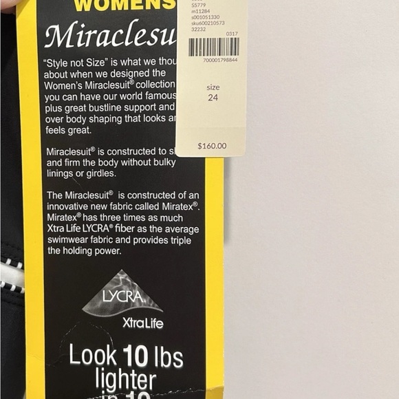 Miraclesuit Helix One Piece Swimsuit Women's Size 24 Black White New NWT $160 - Picture 4 of 4